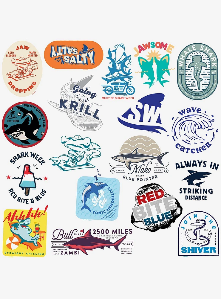 Shark Week 100ct Vinyl Stickers Variety Pack