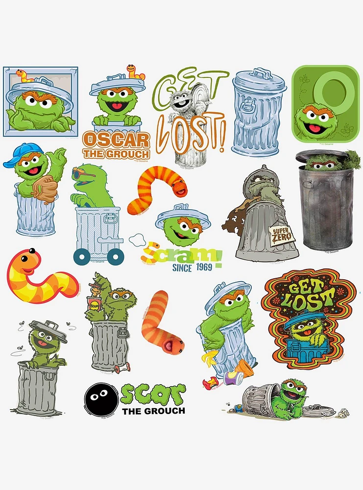 Sesame Street Oscar the Grouch 100ct Vinyl Stickers Variety Pack