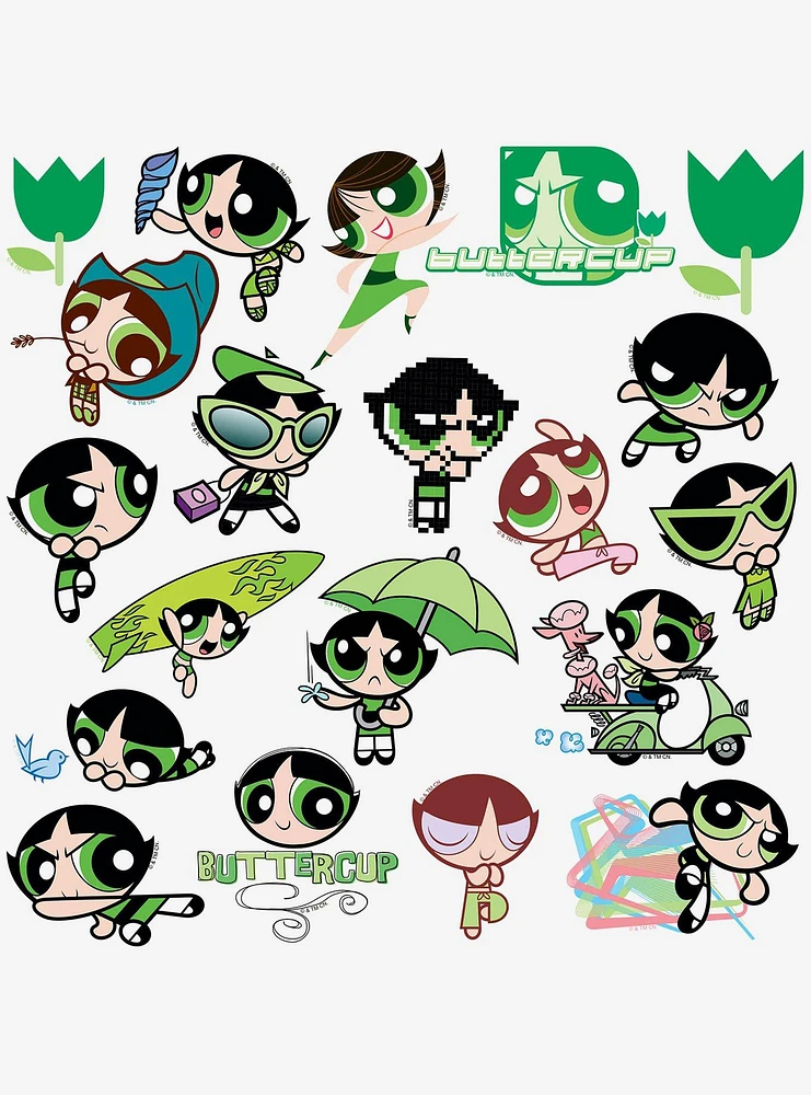 Powerpuff Girls Buttercup 100ct Vinyl Stickers Variety Pack