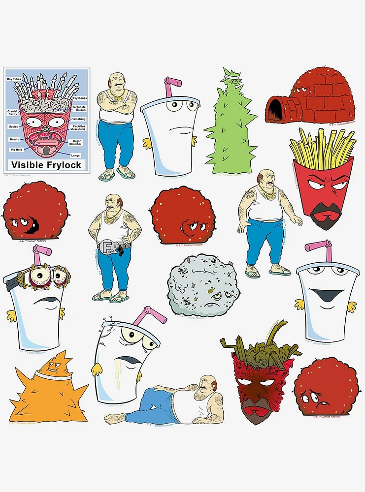 Aqua Teen Hunger Force Character 100ct Vinyl Stickers Variety Pack