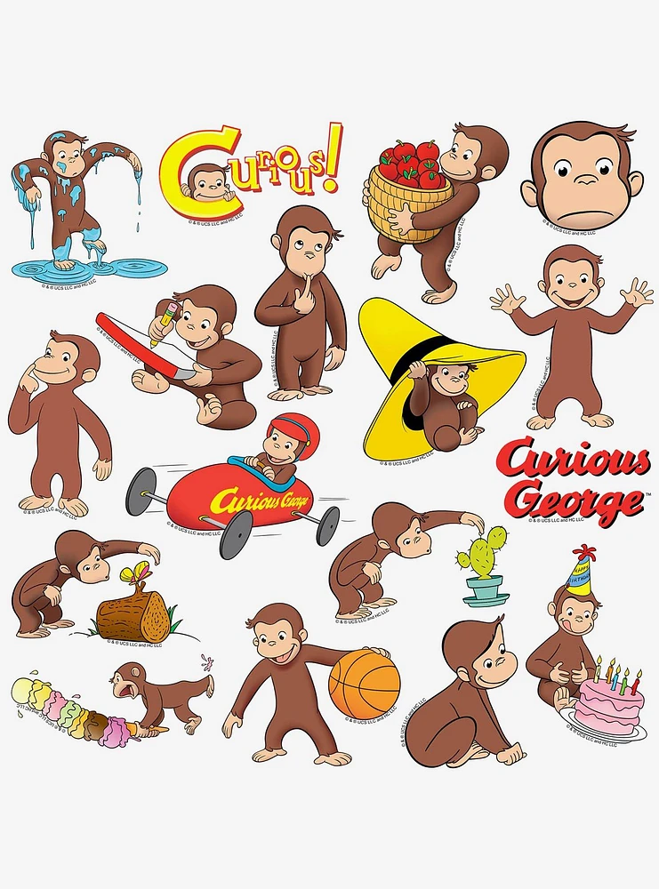 Curious George Character 100ct Vinyl Stickers Variety Pack