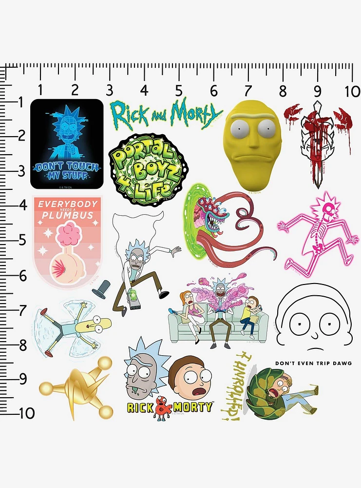 Rick and Morty Trendy 100ct Vinyl Stickers Variety Pack