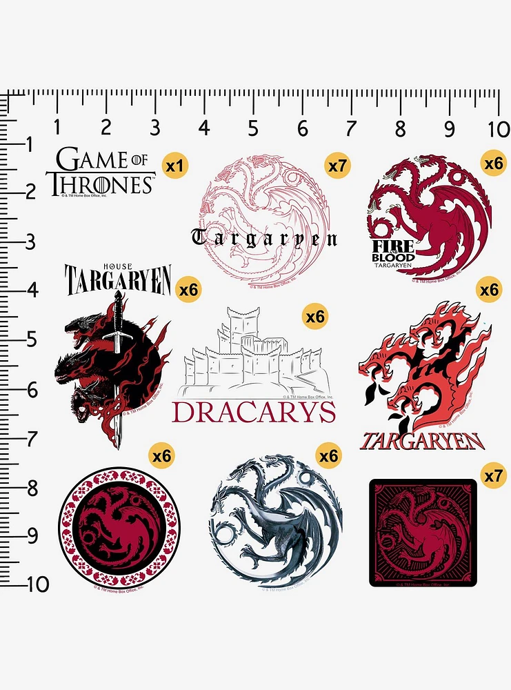 Game of Thrones House Targaryen 100ct Vinyl Stickers Variety Pack