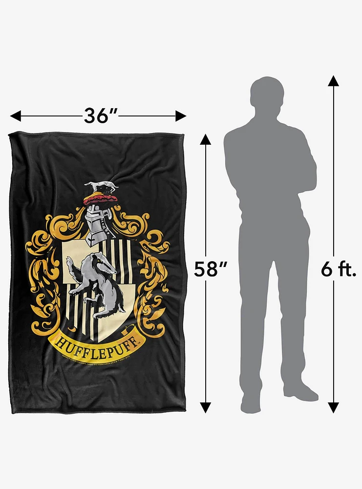 Harry Potter Hufflepuff Crest Black 36x58" Throw Blanket