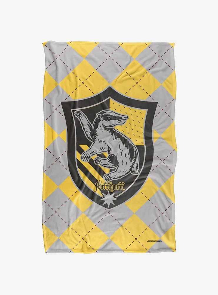 Harry Potter Hufflepuff Plaid Sigil 36x58" Throw Blanket