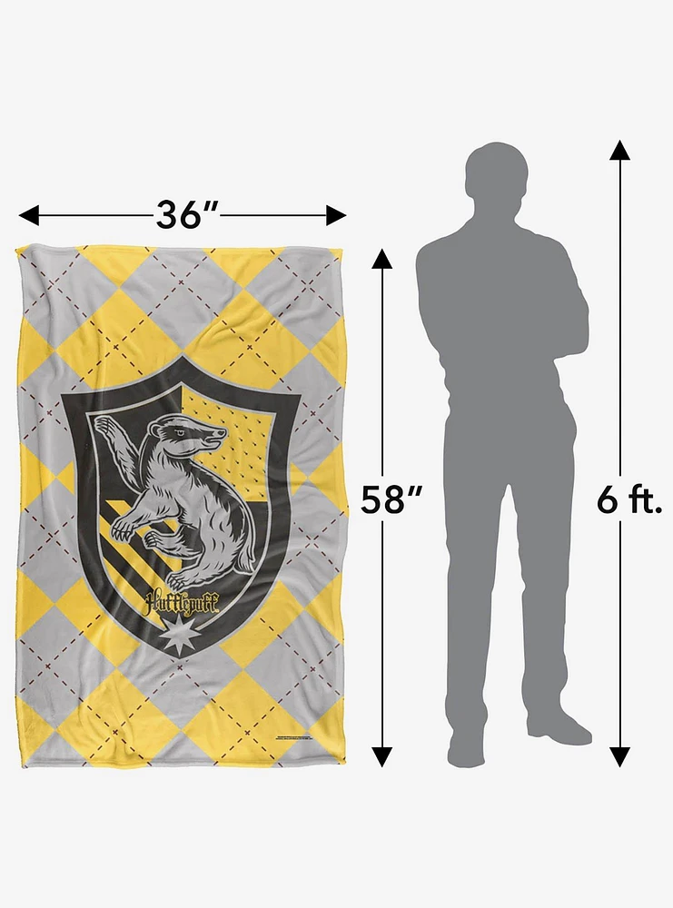 Harry Potter Hufflepuff Plaid Sigil 36x58" Throw Blanket