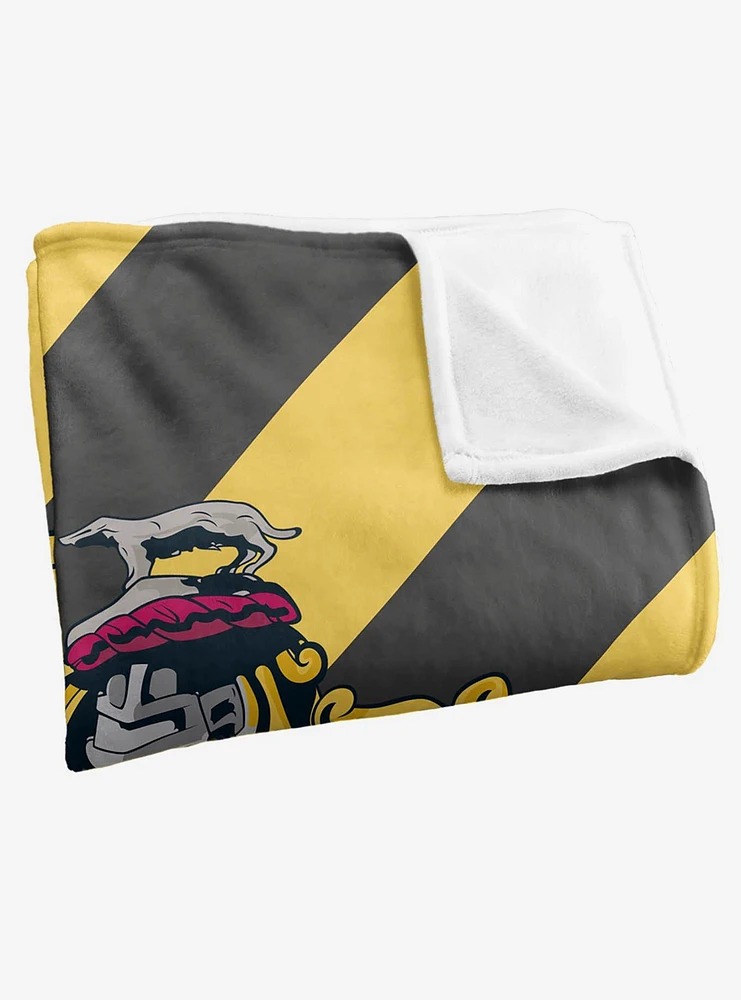 Harry Potter Stripe Hufflepuff Crest 36x58" Throw Blanket