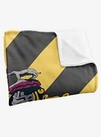 Harry Potter Stripe Hufflepuff Crest 36x58" Throw Blanket