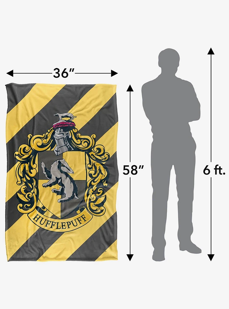 Harry Potter Stripe Hufflepuff Crest 36x58" Throw Blanket