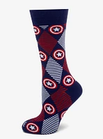 Marvel Captain America Argyle Stripe Socks and Lapel Pin Set
