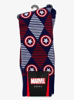 Marvel Captain America Argyle Stripe Socks and Lapel Pin Set