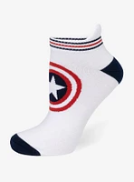 Marvel Captain America White Ankle Socks and Lapel Pin Set