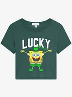 SpongeBob SquarePants "Lucky" Leprechaun Premium Triblend Women's Crop Top
