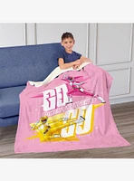Mighty Morphin Power Rangers Pink and Yellow Silk Touch Sherpa Throw Blanket