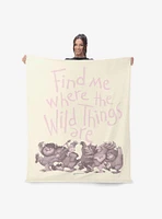 Where The Wild Things Are Find Me Pink Silk Touch Sherpa Throw Blanket