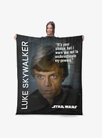 Star Wars Classic Quotes Luke Skywalker Silk Touch Sherpa Throw Blanket