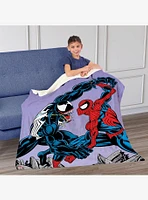 Marvel Spider-Man Peter Venom Spidey Fight Silk Touch Sherpa Throw Blanket