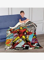Marvel Iron Man Comic Silk Touch Sherpa Throw Blanket