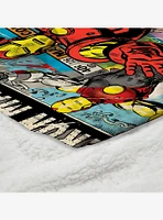 Marvel Iron Man Comic Silk Touch Sherpa Throw Blanket