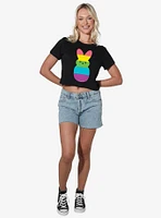 Peeps Rainbow Striped Easter Bunny Womens Crop Top