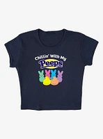 Peeps Easter Chillin' With My Baby Rib Womens Crop Top