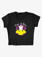 Peeps Peep-A-Boo Ghost Halloween Baby Rib Womens Crop Top