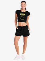 Peeps Easter Black And Yellow Baby Rib Womens Crop Top