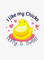 Peeps Easter I Like My Chicks Fluffy And Sweet Baby Rib Womens Crop Top