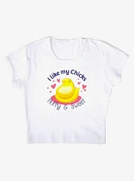 Peeps Easter I Like My Chicks Fluffy And Sweet Baby Rib Womens Crop Top