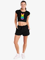 Peeps Rainbow Striped Easter Bunny Baby Rib Womens Crop Top