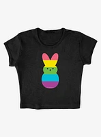 Peeps Rainbow Striped Easter Bunny Baby Rib Womens Crop Top