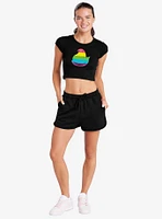 Peeps Rainbow Striped Easter Baby Rib Womens Crop Top