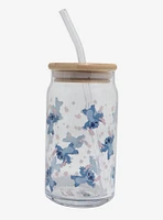 Disney Lilo & Stitch Floral Stitch Glass Cup with Straw