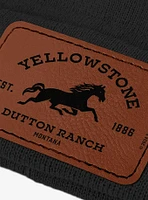 Yellowstone Dutton Ranch Horse Rectangle Leather Patch Knit Beanie