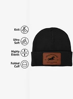 Yellowstone Dutton Ranch Horse Rectangle Leather Patch Knit Beanie