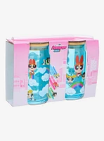 Powerpuff Girls Rainbow Group Portrait Glass Cup with Straw Set