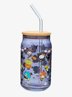 Sanrio Hello Kitty and Friends Halloween Costumes Allover Print Glass Cup with Straw