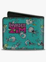 Invader Zim GIR Robot and Disguised Poses Scattered Bifold Wallet