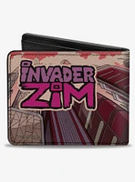 Invader Zim GIR and Piggy Scene With Title Logo Bifold Wallet