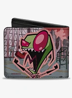 Invader Zim and GIR Dog Rooftop Scene Bifold Wallet