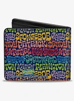 SpongeBob SquarePants and Friends Names Collage Bifold Wallet