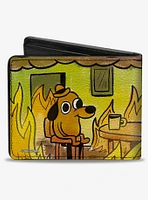 This Is Fine Question Hound Cafe Fire Comic Strip Bifold Wallet