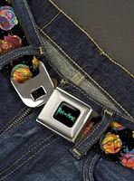 Rick and Morty Vaporwave Expressions Scattered Seatbelt Buckle Belt