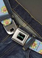 Rick and Morty Face Flowers Scattered Doodle Seatbelt Buckle Belt