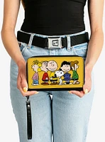 Peanuts Gang Close Up Group Pose Golden Zip Around Wallet