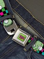 Invader Zim GIR Face Checker Multi Neon Seatbelt Buckle Belt
