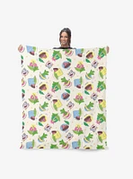Dora The Explorer Boots Pattern Silk Touch Sherpa Throw Blanket