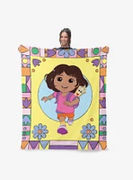 Dora The Explorer Running Dora Silk Touch Sherpa Throw Blanket