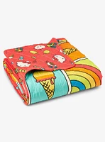 Hello Kitty Rainbow Red Twin Quilted Blanket
