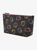 Hello Kitty Faces Neon Outline Cosmetic Travel Bag